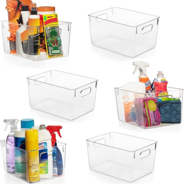 ClearSpace 6-Pack Clear Plastic Storage Bins for Pantry Organizers