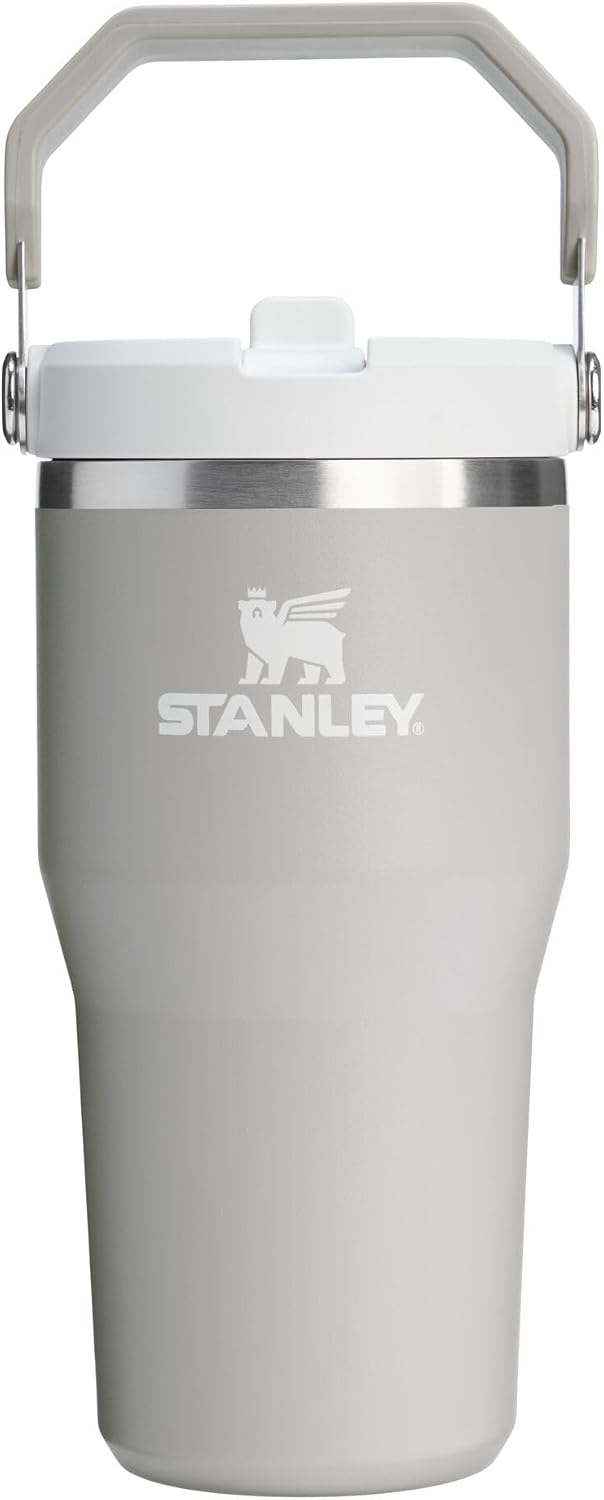 Stanley IceFlow flip straw tumbler 20 oz in Ash color shown from a clean front-facing angle.