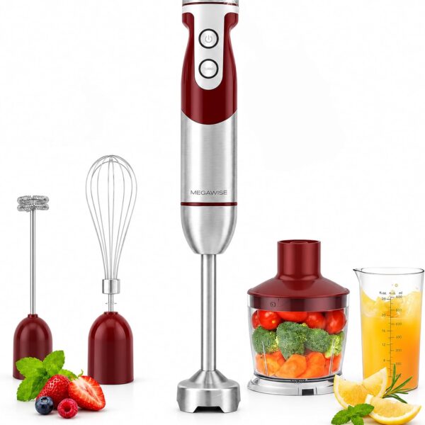 MEGAWISE 5-in-1 Immersion Blender with 12 Speed Settings