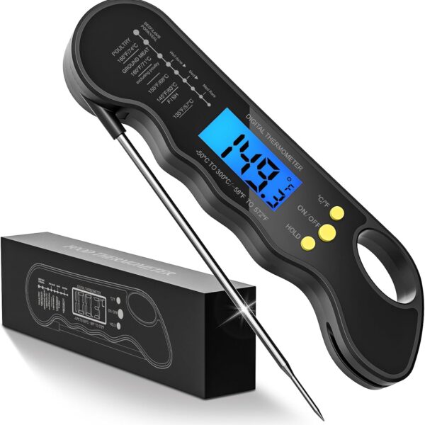 TRAUSI Waterproof Instant Read Meat Thermometer for Grilling