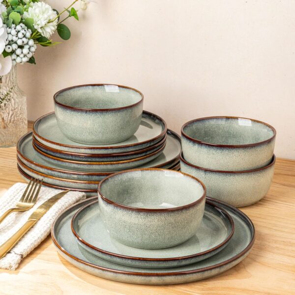 GBhome 12-Piece Ceramic Dinnerware Set: Durable Reactive Glaze