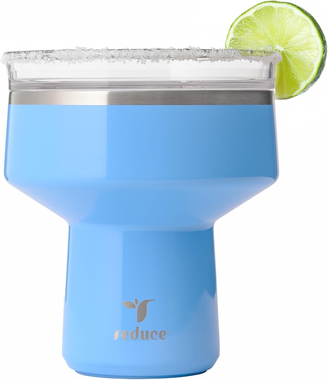 REDUCE Saltini 16oz insulated margarita glass with spill-proof 360-degree lid