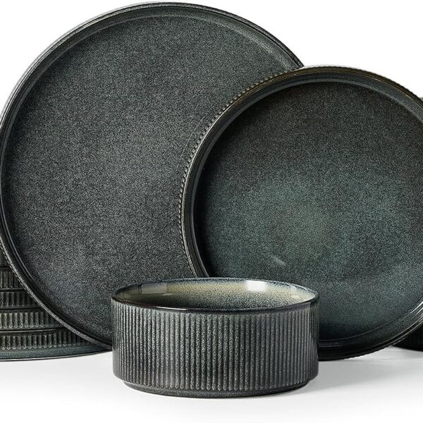 Famiware Durable 12-Piece Reactive Glaze Dinnerware Set