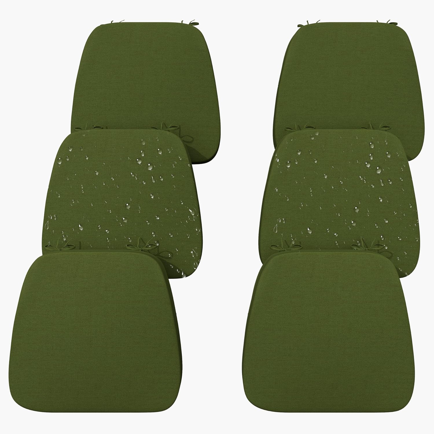 Set of six 2.5-inch thick waterproof dining chair cushions by Iristykilin with 30D high-resilience foam.