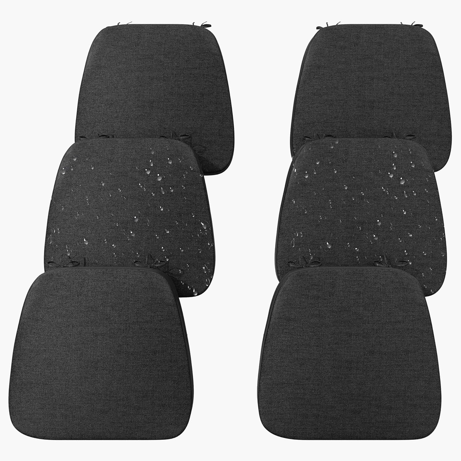 Set of six Iristykilin waterproof dining chair cushions featuring 2.5-inch thick high-resilience foam.