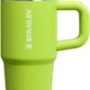 Stanley Quencher ProTour flip straw tumbler in vibrant chartreuse standing on a clean white surface