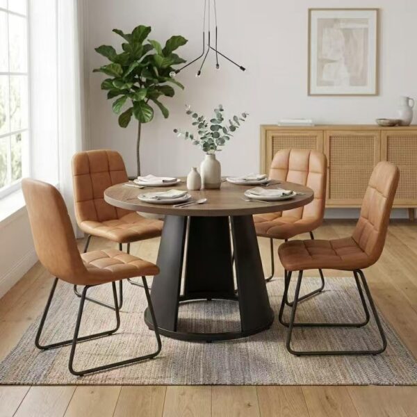 HIPIHOM 5-Piece Round Dining Table Set for 4
