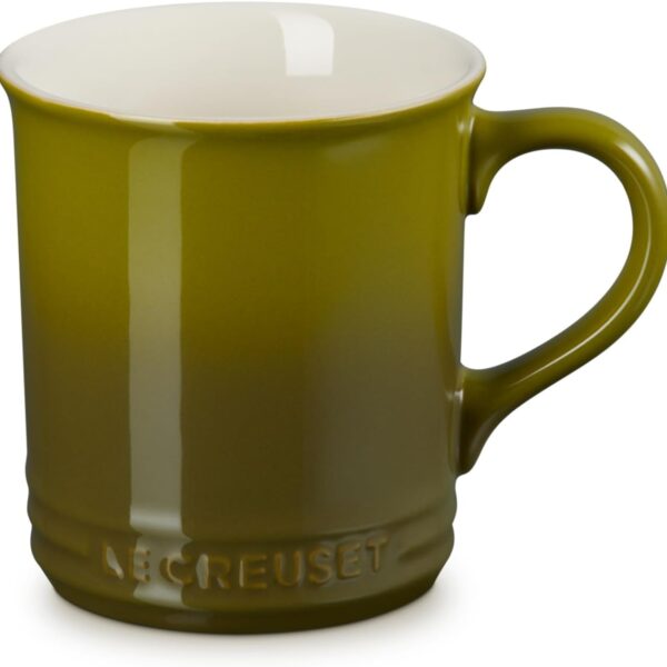 Le Creuset stoneware mug: Durable 14 oz. Olive coffee cup
