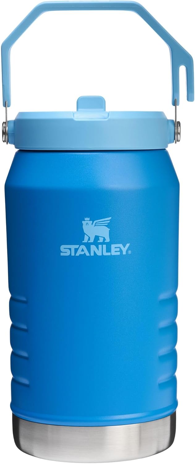 Front view of the Azure 64 oz insulated water jug by Stanley with a flip straw lid.