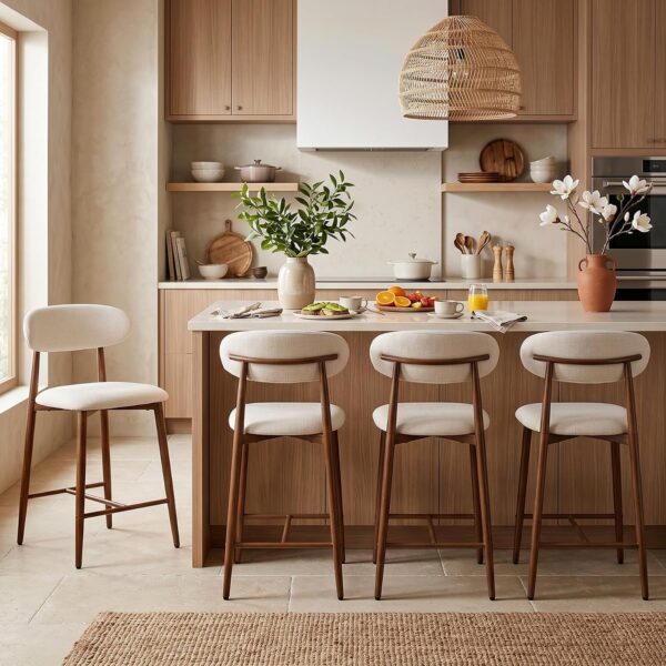 MOLENE Upholstered Counter Height Bar Stools, Set of 4