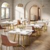 Tribesigns Square Commercial Dining Table, 31.5", White & Gold