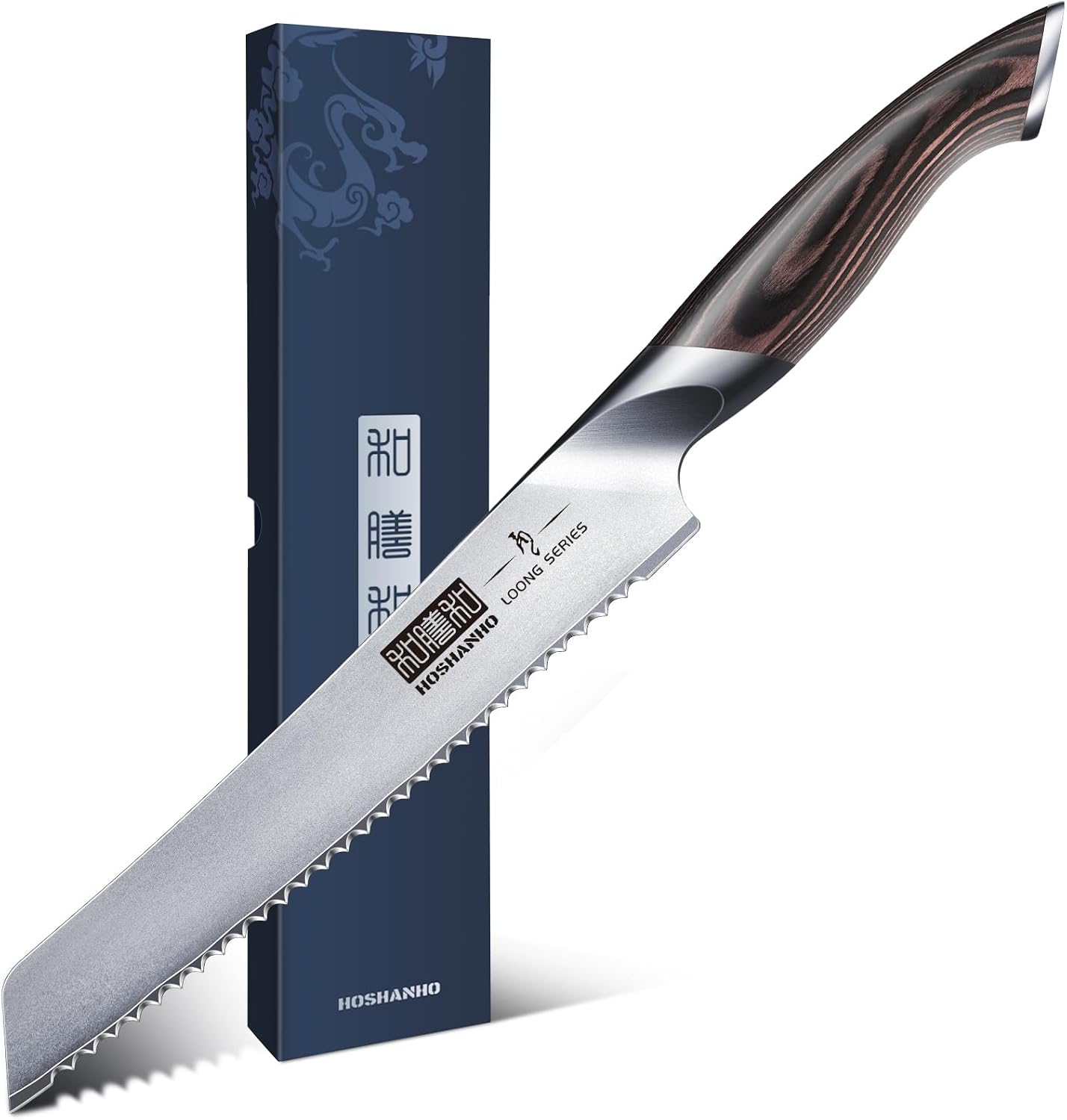 HOSHANHO 8 inch Japanese serrated bread knife with ultra sharp blade