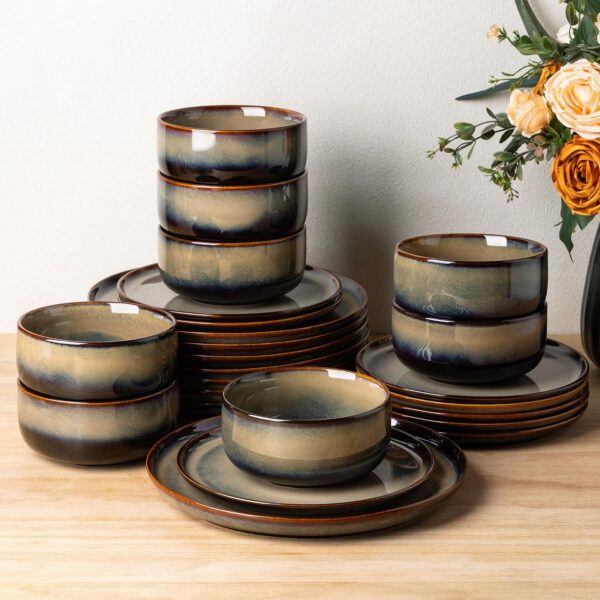 TheTerra Ceramic Dinnerware Set for 8: Handcrafted 24-Piece Set