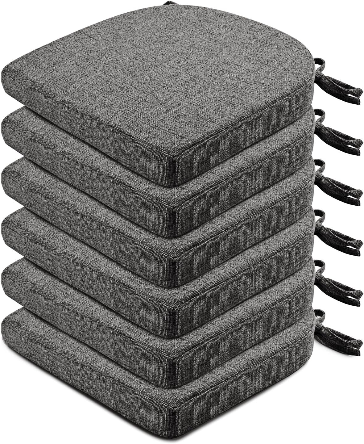 Wellsin chair cushions for dining chairs 6 pack in dark gray on kitchen seats