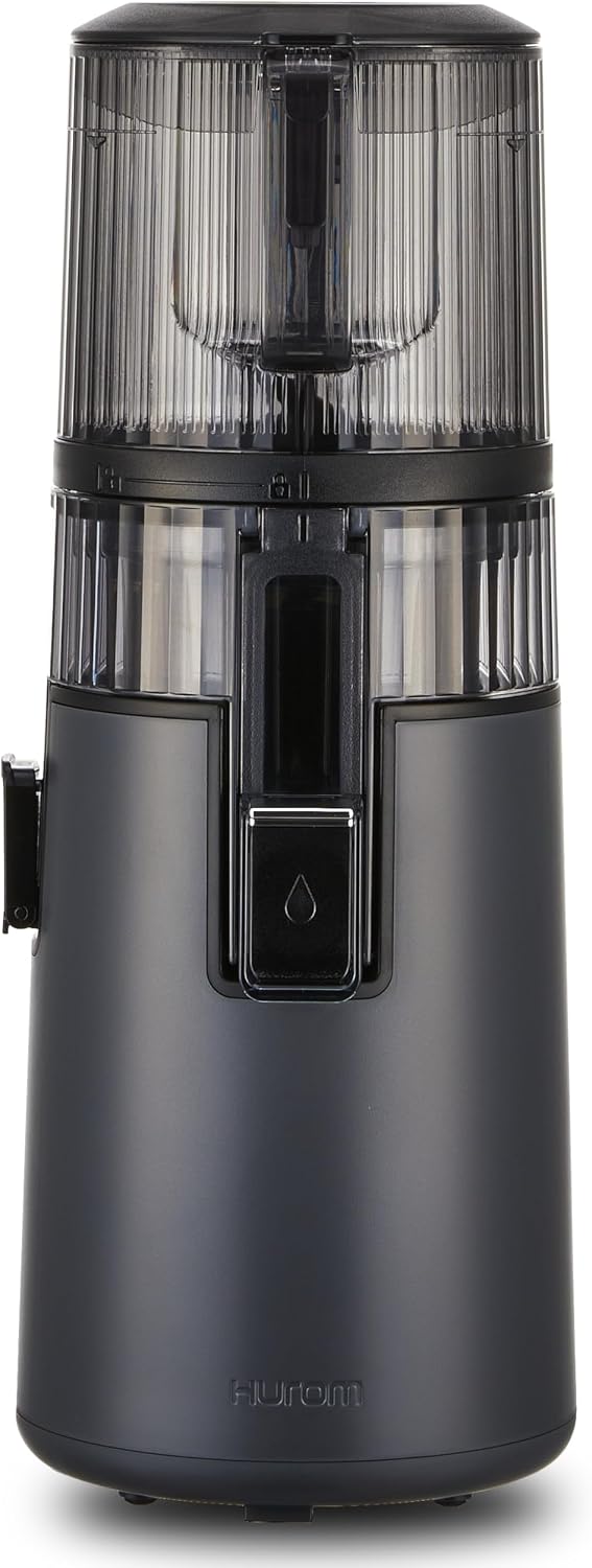 Hurom H70 front view showing the sleek black finish and modern kitchen-friendly compact design.