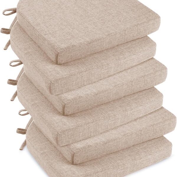 downluxe Non-Slip Dining Chair Cushions with Ties, 6 Pack