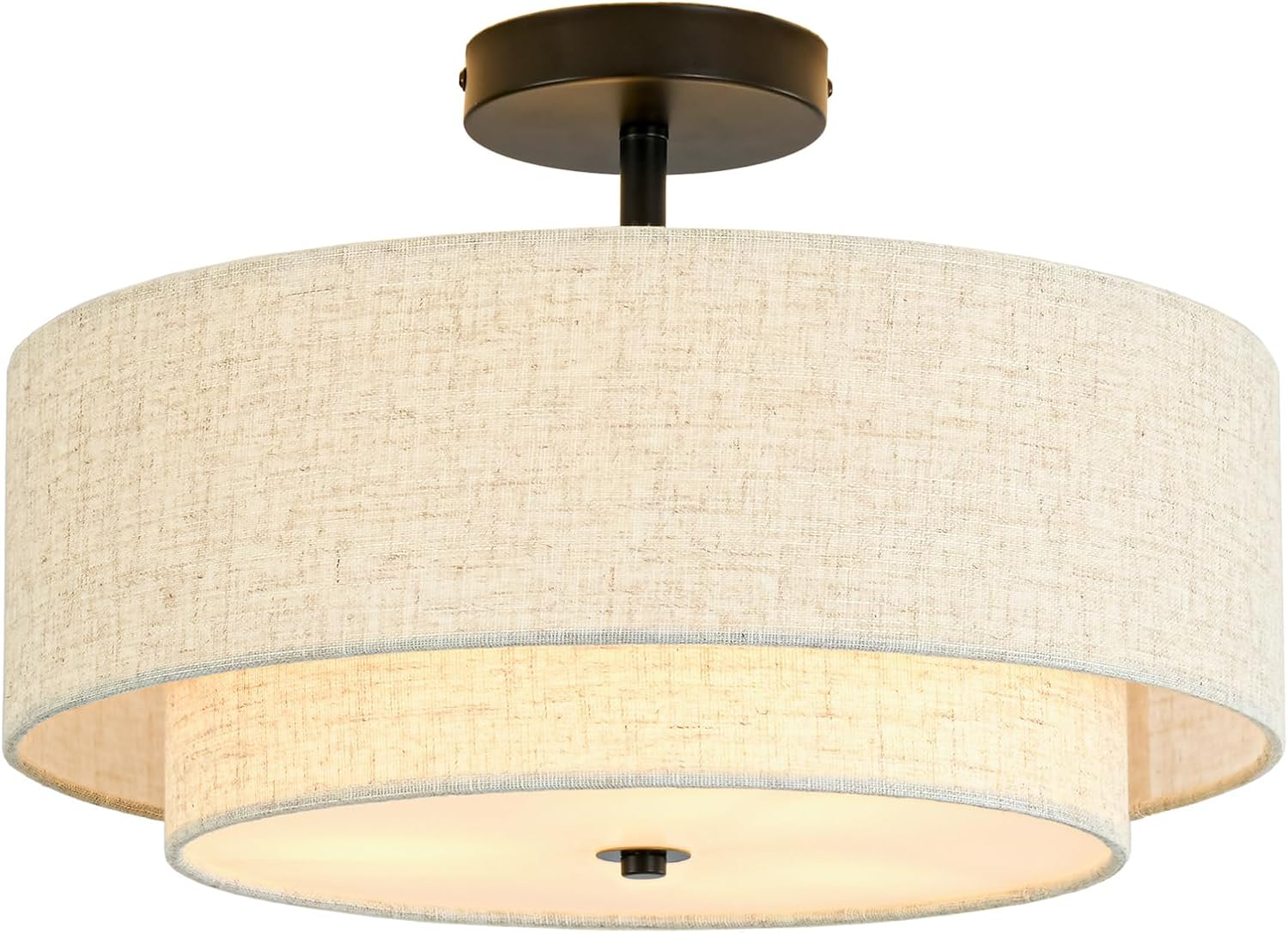 Outiron 16 inch semi flush mount ceiling light featuring a black dual drum design