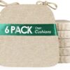 kingphenix dining chair cushions set of 6 in beige linen-look fabric