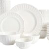 Gibson Porcelain Dinnerware Set for 8: Durable White Dining