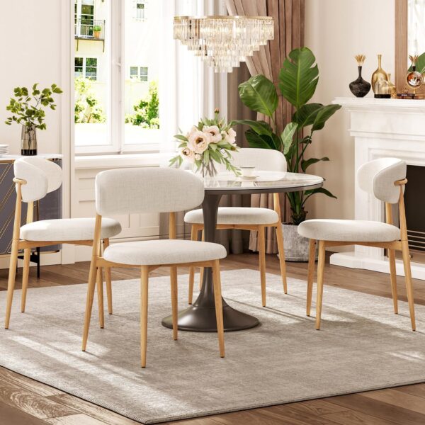 FHUKMZOI Upholstered Dining Chairs Set of 4 with Metal Legs