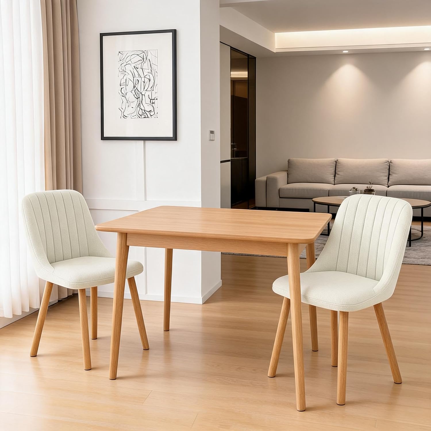 Garvee modern upholstered dining chairs set of 2 in a neutral fabric setting