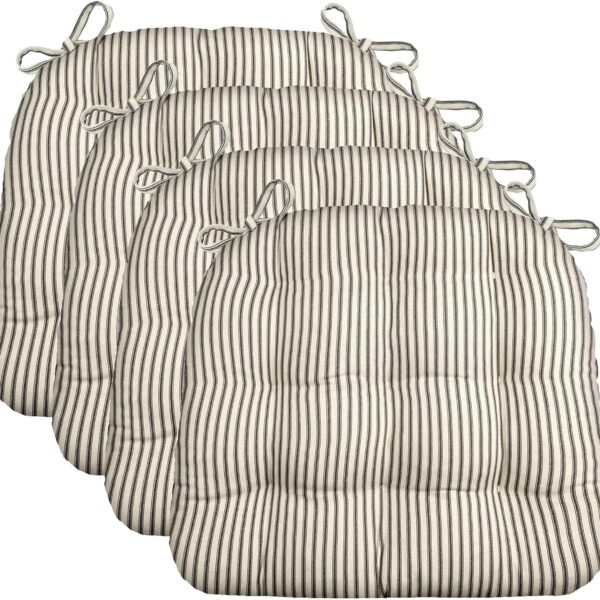 Barnett Home Decor Dining Chair Cushions With Ties: 100% Cotton