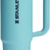 Front view of the 30 oz Stanley Quencher flip straw tumbler in the sleek Agave colorway.