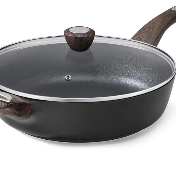 SENSARTE Nonstick Frying Pan Skillet with Lid, 12 Inch Large Deep Frying Pan, 5 Qt Non Stick Saute Pan with Cover, Induction Pan, Healthy Non Toxic Cooking Pan with Helper Handle, PFOA PFOS Free
