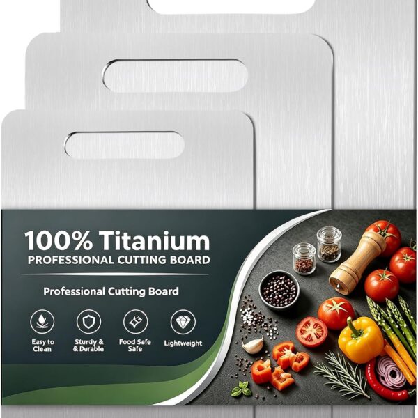TESFLY 3-Piece Titanium Cutting Board Set: Durable & Safe