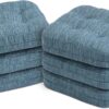 Dining Chair Cushions Set of 6, Dual-Layer Memory Foam Kitchen Chair Cushions, Patented Design Seat Pads with Ties, 16.5 x 16.5 x 3.5in, 6 Pack, Denim Blue