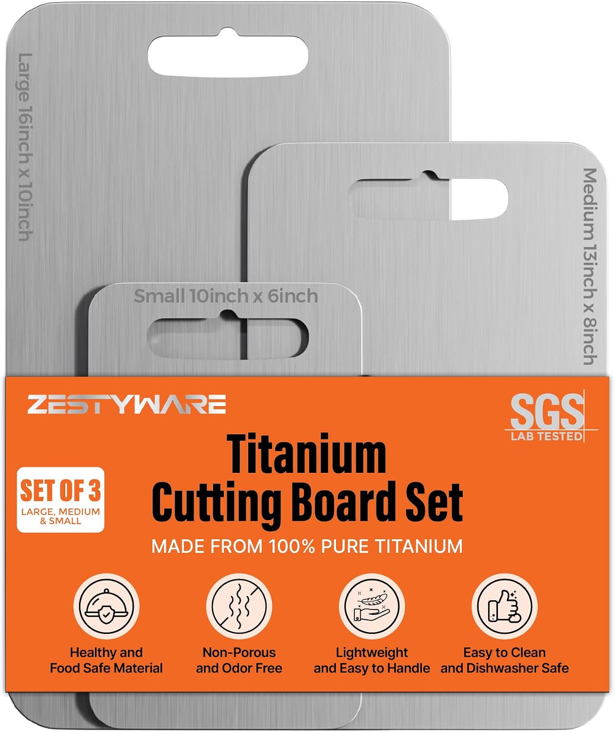 Titanium Cutting Board Set of 3, SGS Lab Tested Double-Sided Chopping Board