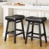 Raynesys 24 Inche Bonded Leather Counter Height Bar Stools Set of 2 Curved