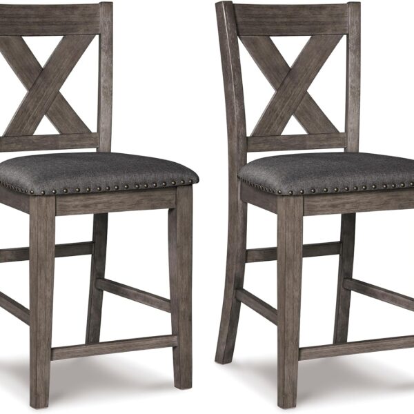 Signature Design by Ashley Caitbrook X-Back Bar Stools Set of 2, Gray