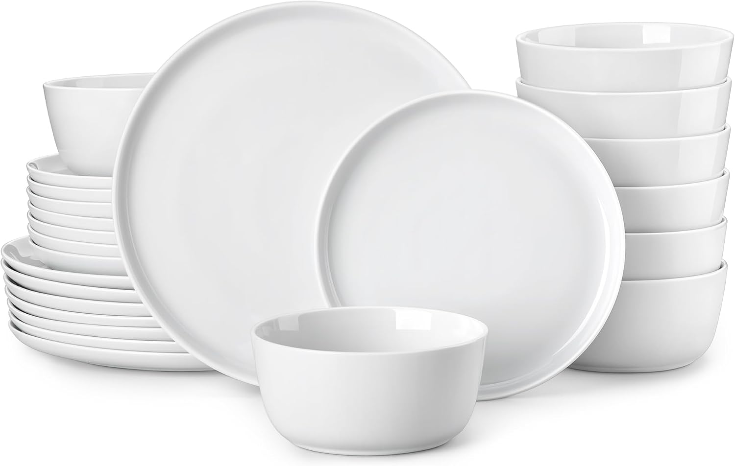 MALACASA 24-Piece Dinnerware Set for 8, White Porcelain Dishes
