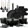 Umite Chef 21-piece nonstick cookware with detachable handle set on a kitchen counter.
