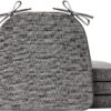 IASEAHK Chair Cushions for Dining Chairs Set of 4, Non Slip Kitchen Chair Pads, 17" x 16" x 2", Indoor Dining Chair Cushions with Ties, D-Shaped Seat Cushions for Kitchen Chairs, Dark Grey