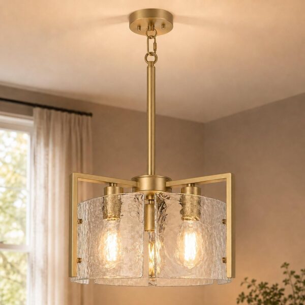 14.2 Inch Gold Chandeliers for Dining Room, Adjustable Height