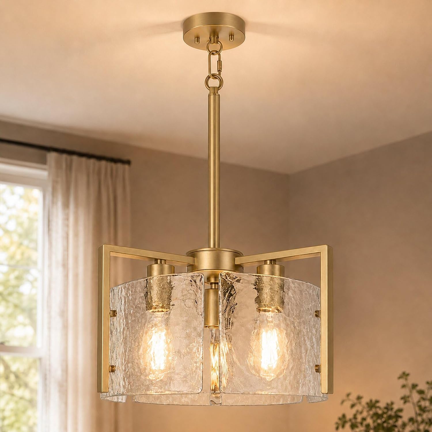 14.2 Inch Gold Chandeliers for Dining Room, Adjustable Height