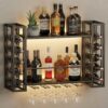 31.5" Wine Rack Wall Mounted with LED Lights, Black