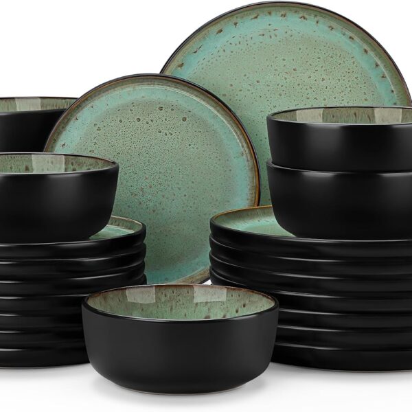 vancasso AMBER 24-Piece Stoneware Dinnerware Set: Artistic Turf