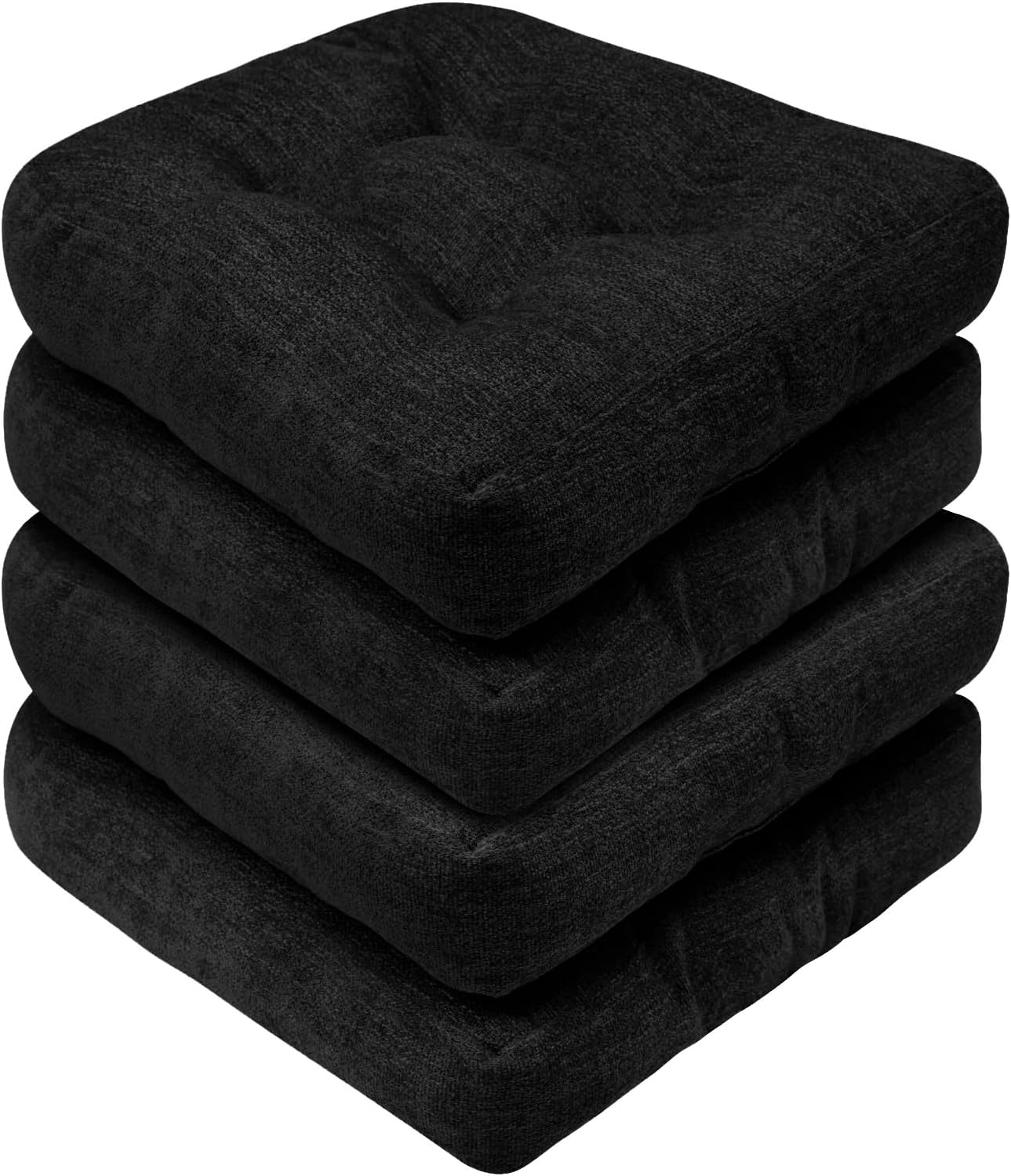 Basic Beyond Chair Cushions for Dining Chairs, Non-Slip Chair Pads, Thick Seat Cushions for Dining Room Chairs, Kitchen Chair Cushions Set of 4, 17" x 17" x 4", Black