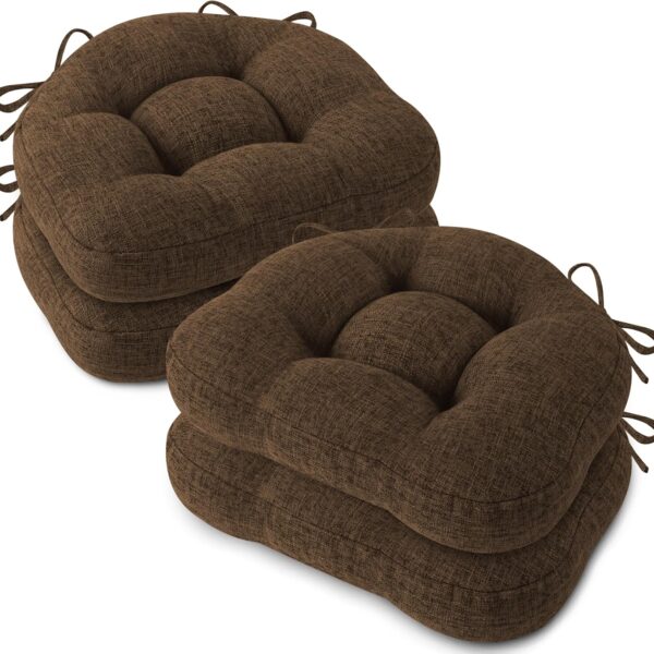 Chair Cushions for Dining Chairs 16.5"x15.5"x3" Brown 4 Pack