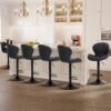 COLAMY Bar Stools Set of 6, Modern Swivel Bar Chairs, Adjustable Faux Leather Upholstered Barstools Counter Height with High Backrest for Bar, Kitchen Island, Dining Room, Black