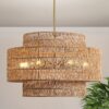 24" Rattan Chandelier for Dining Room, Large Boho Pendant Light