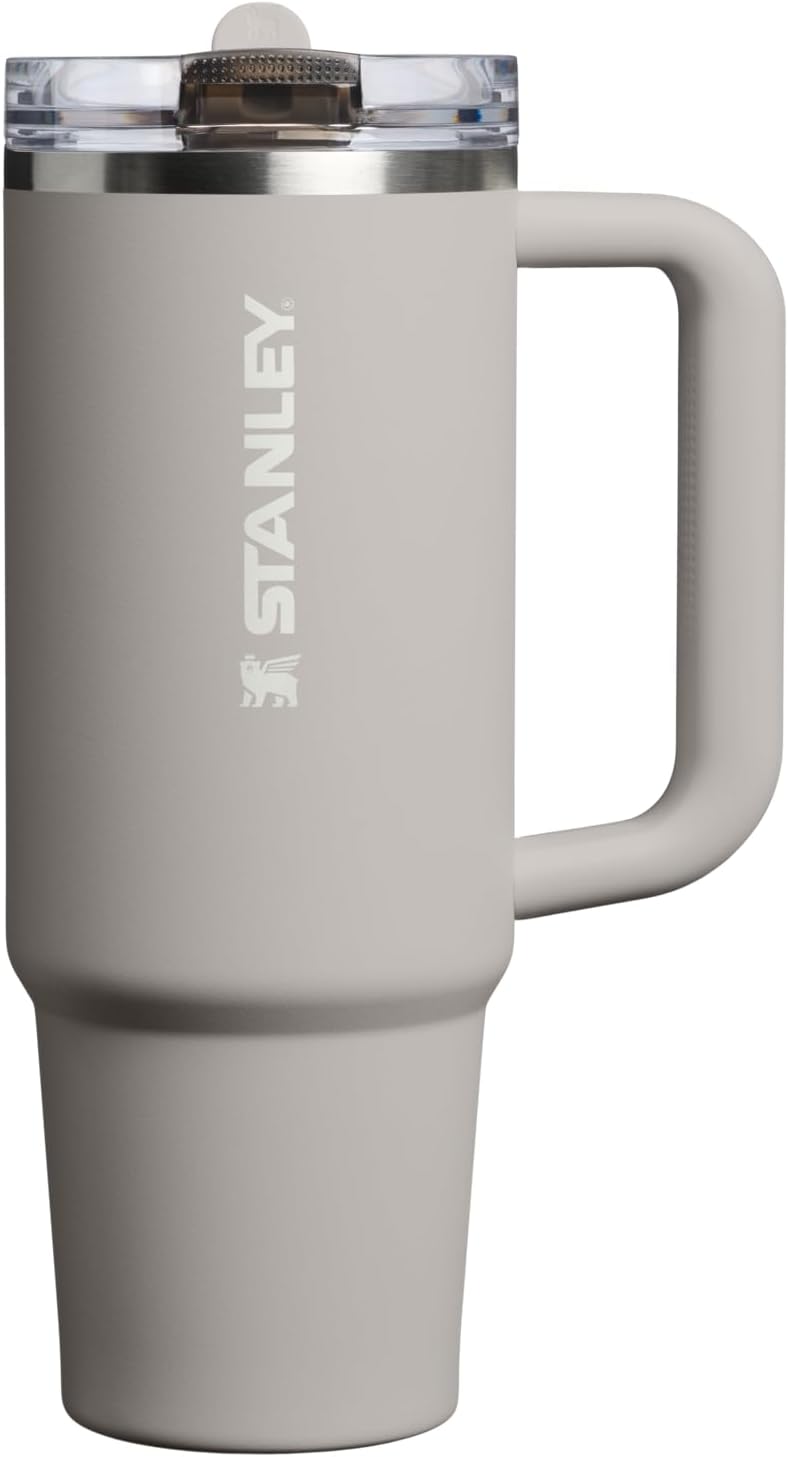 Stanley Quencher ProTour flip straw tumbler in Ash gray viewed from the front