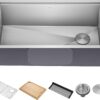 Kraus 32 inch undermount workstation sink with durable stainless steel finish and integrated ledge.