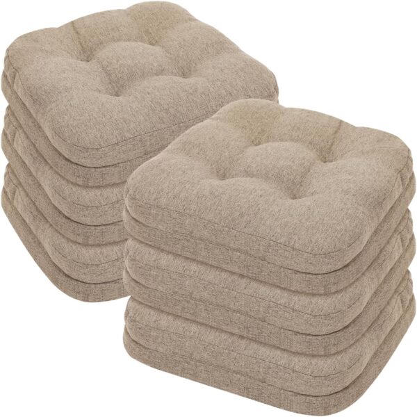 baibu Patented Dining Chair Cushions, 6 Pack, 16.5 x 16.5 x 3.5 in, Khaki