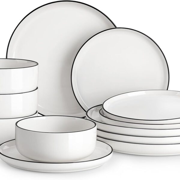 MALACASA Luna: Durable 12 Piece Porcelain Dinnerware Set