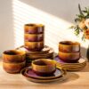 Ceramic Dinnerware Set for 8, 24-Piece Plates and Bowls Set