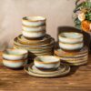 Ceramic Dinnerware Set for 8, 24-Piece Plates and Bowls Set